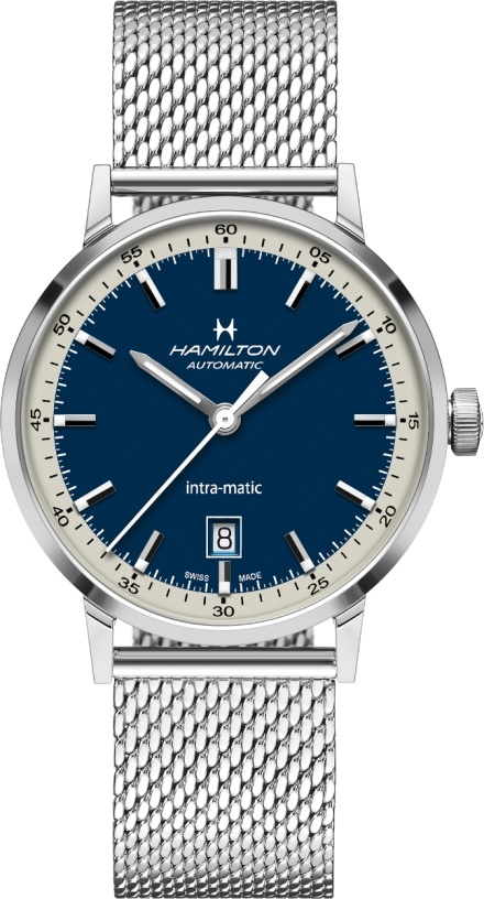 Мужские механический с автоподзаводом часы Hamilton American Classic H38425140 синий нержавеющая сталь — Изображение 1