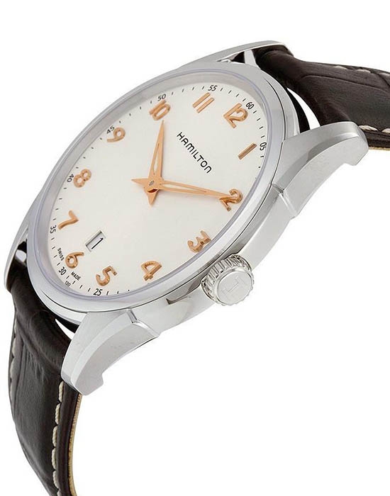 Мужские кварцевый часы Hamilton Jazzmaster H38511513 серебристый кожа — Изображение 3