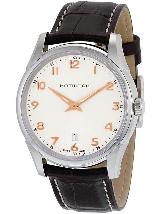 Мужские кварцевый часы Hamilton Jazzmaster H38511513 серебристый кожа — Изображение 4