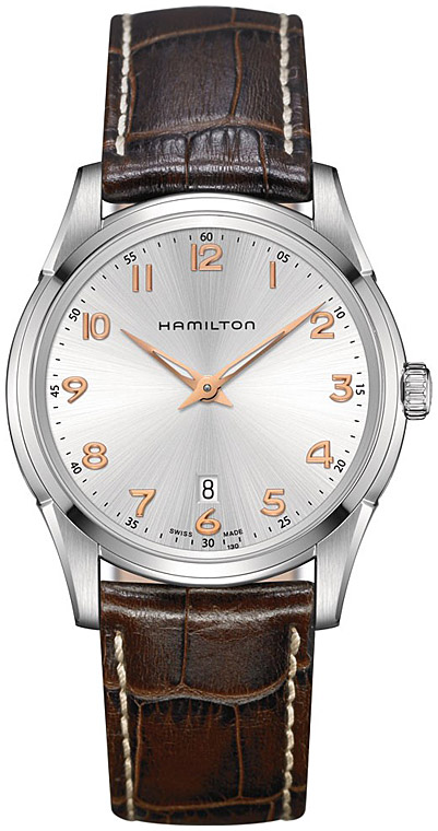 Мужские кварцевый часы Hamilton Jazzmaster H38511513 серебристый кожа — Изображение 1