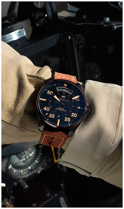 Мужские механический с автоподзаводом часы Hamilton Khaki Aviation H64605531 черный кожа — Изображение 5