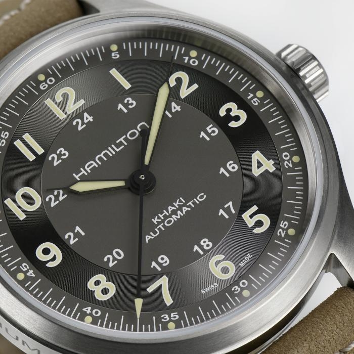 Мужские механический с автоподзаводом часы Hamilton Khaki Field H70545550 черный кожа — Изображение 2