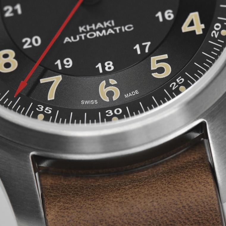 Мужские механический с автоподзаводом часы Hamilton Khaki Field H70645533 черный кожа — Изображение 4