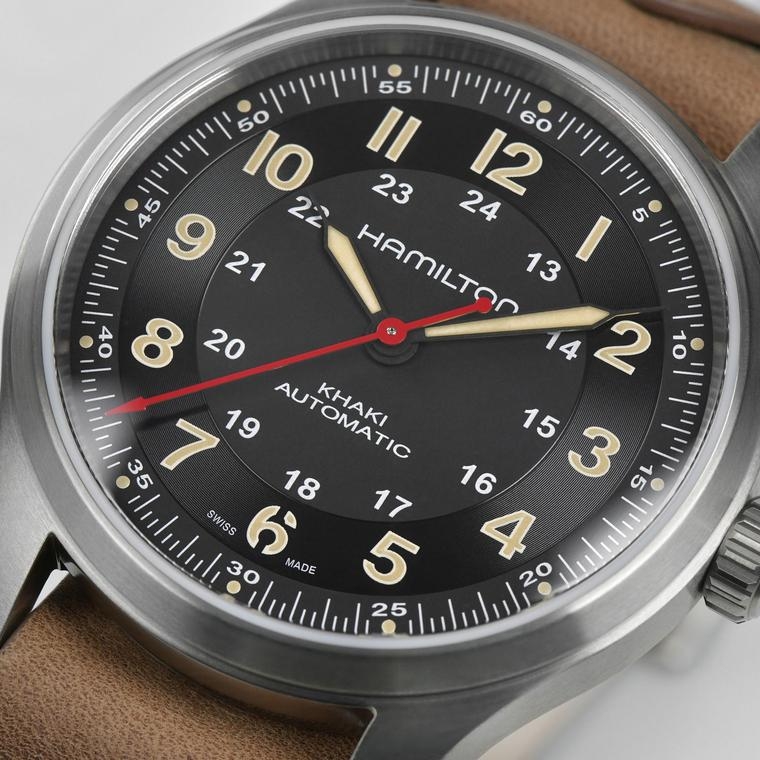 Мужские механический с автоподзаводом часы Hamilton Khaki Field H70645533 черный кожа — Изображение 5