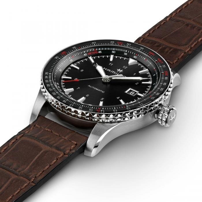 Мужские часы Hamilton Khaki Aviation H76615530, механизм механический с автоподзаводом, циферблат черный, браслет кожа — Изображение 2