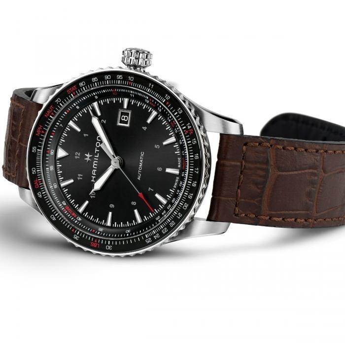 Мужские часы Hamilton Khaki Aviation H76615530, механизм механический с автоподзаводом, циферблат черный, браслет кожа — Изображение 4