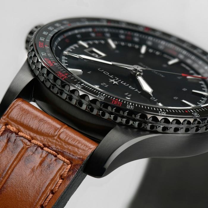 Мужские механический с автоподзаводом часы Hamilton Khaki Aviation H76625530 черный кожа — Изображение 4