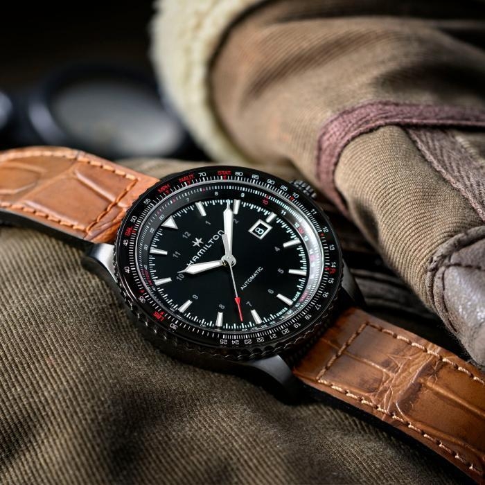 Мужские механический с автоподзаводом часы Hamilton Khaki Aviation H76625530 черный кожа — Изображение 5