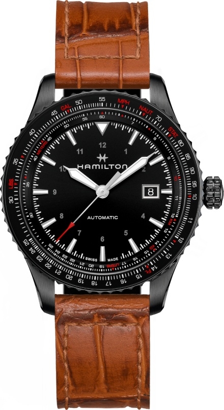 Мужские механический с автоподзаводом часы Hamilton Khaki Aviation H76625530 черный кожа — Изображение 1