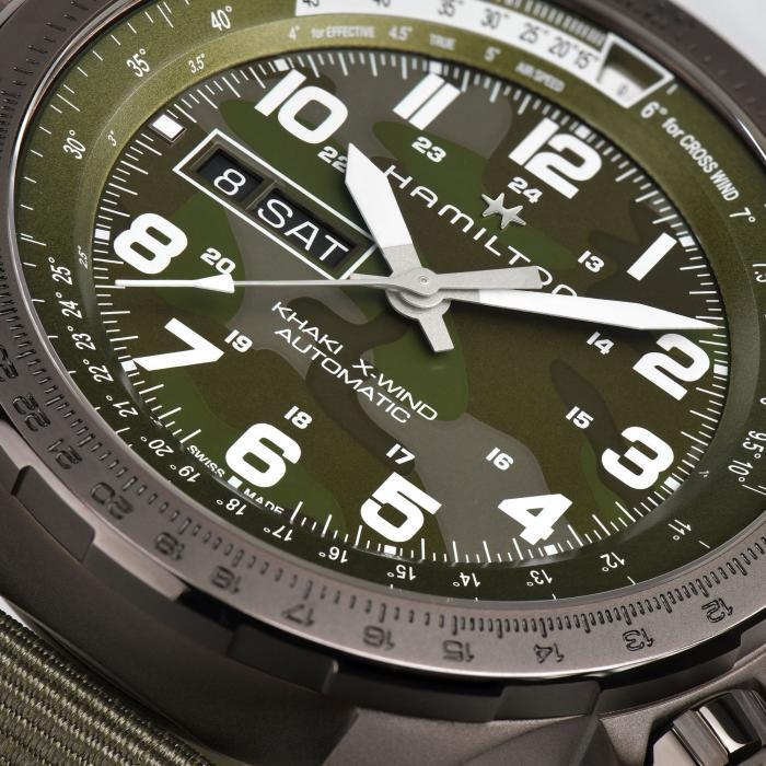 Мужские часы Hamilton Khaki Aviation H77775960, механизм механический с автоподзаводом, циферблат зеленый, браслет текстиль — Изображение 4