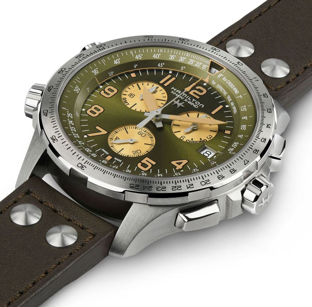 Мужские кварцевый часы Hamilton Khaki Aviation H77932560 зеленый кожа — Изображение 2