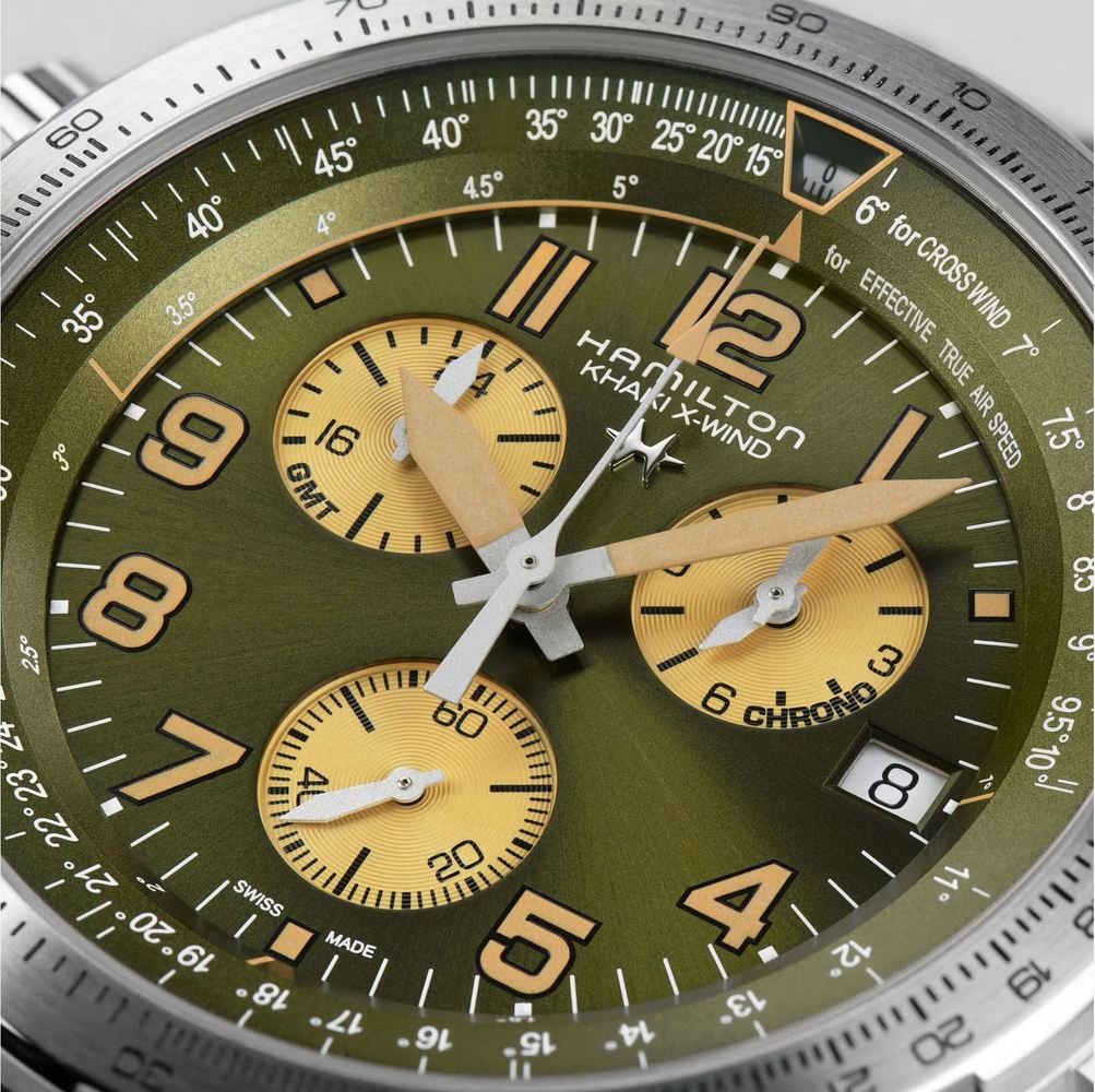 Мужские кварцевый часы Hamilton Khaki Aviation H77932560 зеленый кожа — Изображение 4
