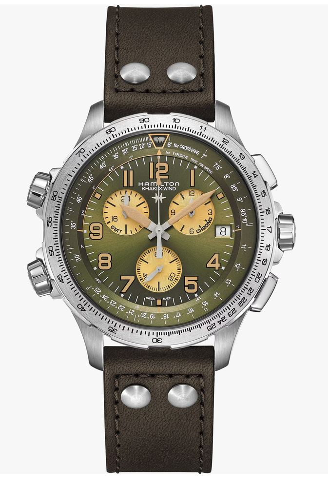 Мужские кварцевый часы Hamilton Khaki Aviation H77932560 зеленый кожа — Изображение 1
