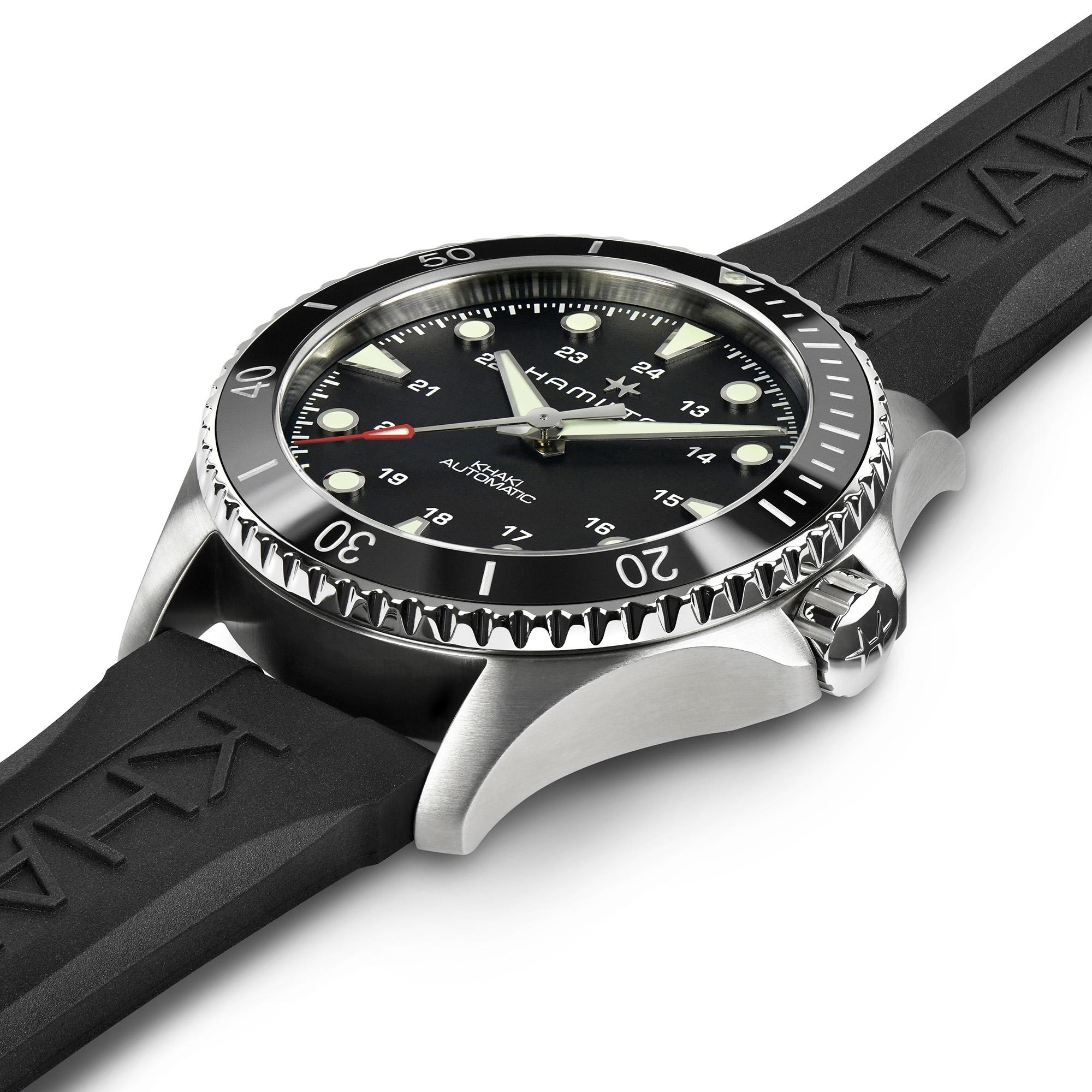 Мужские механический с автоподзаводом часы Hamilton Khaki Navy H82515330 черный каучук — Изображение 2