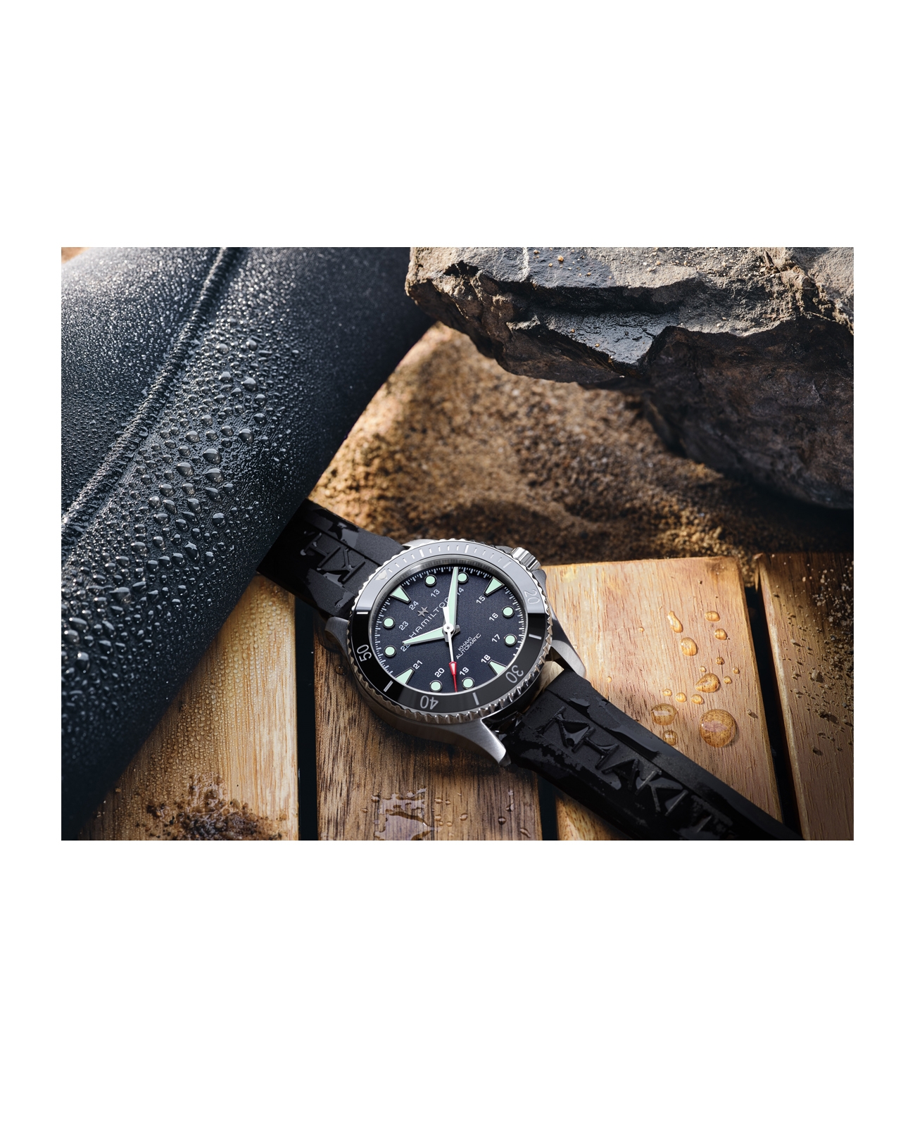 Мужские механический с автоподзаводом часы Hamilton Khaki Navy H82515330 черный каучук — Изображение 3