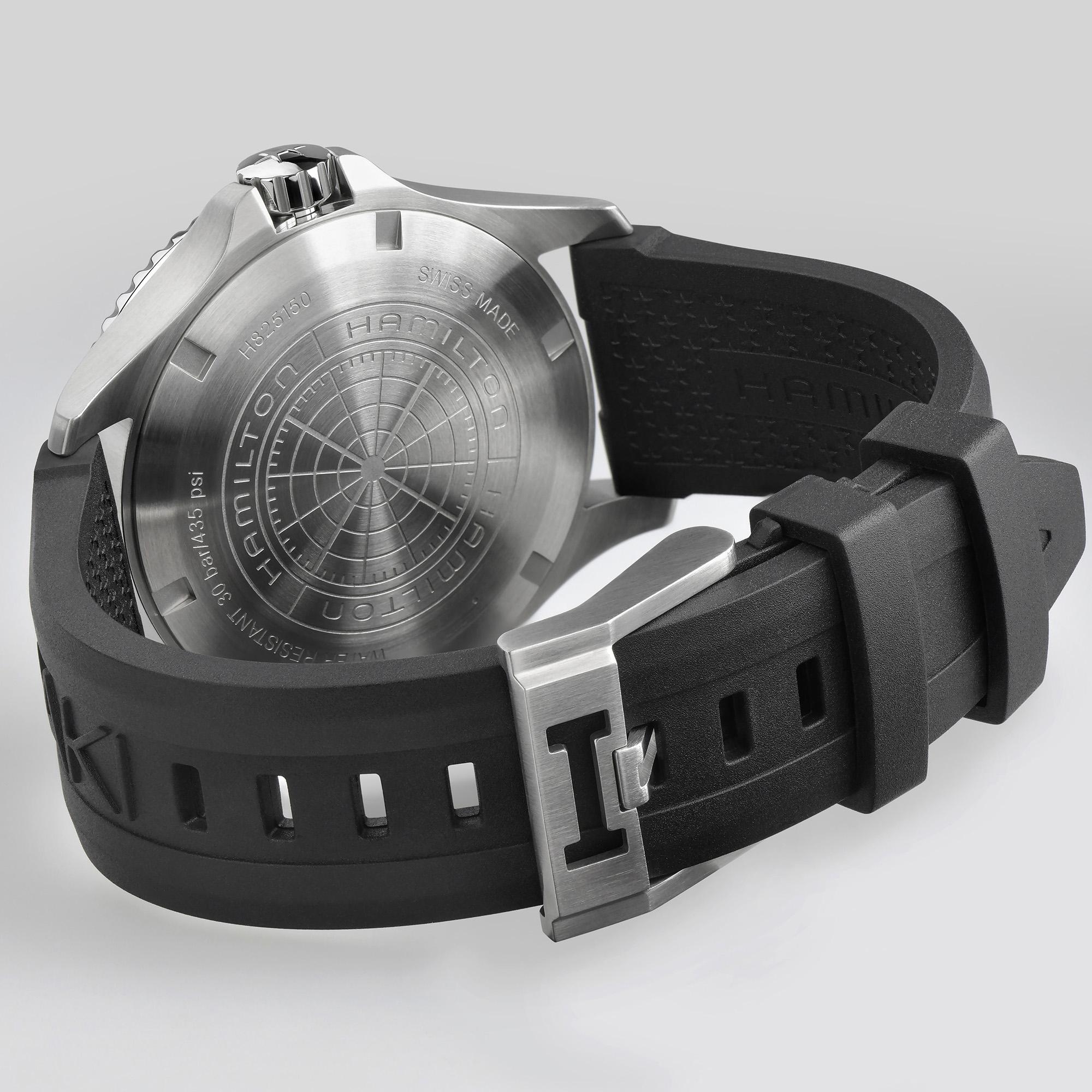 Мужские механический с автоподзаводом часы Hamilton Khaki Navy H82515330 черный каучук — Изображение 7