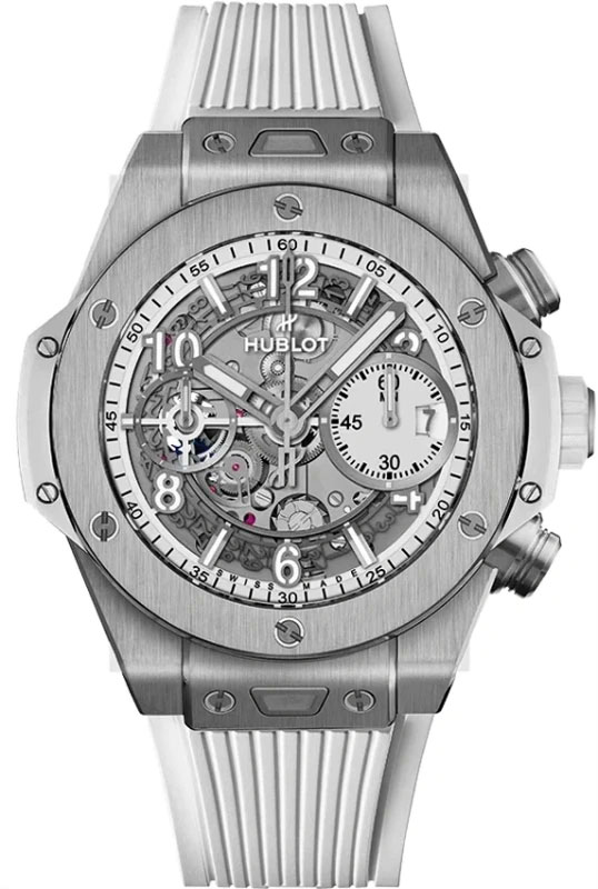 Унисекс часы Hublot Big Bang 441.NE.2011.RW, механизм механический с автоподзаводом, циферблат белый, браслет каучук — Изображение 1