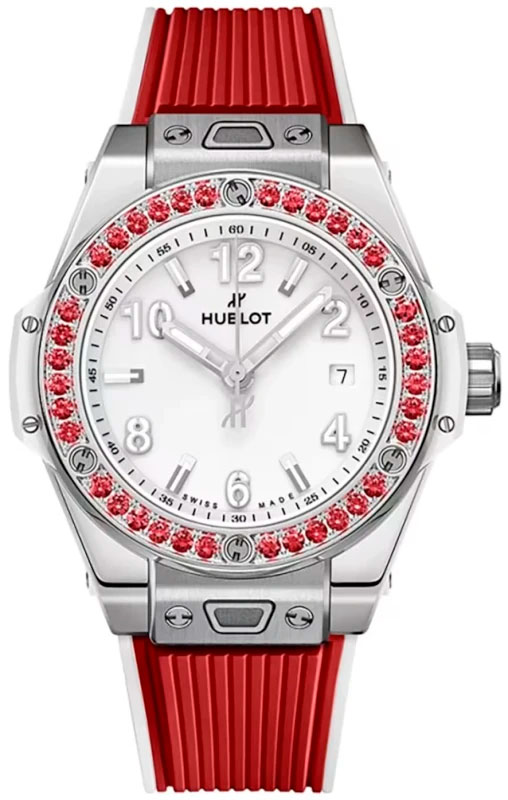 Женские часы Hublot Big Bang 485.SR.2210.RX.1213, механизм механический с автоподзаводом, циферблат красный, браслет каучук — Изображение 1