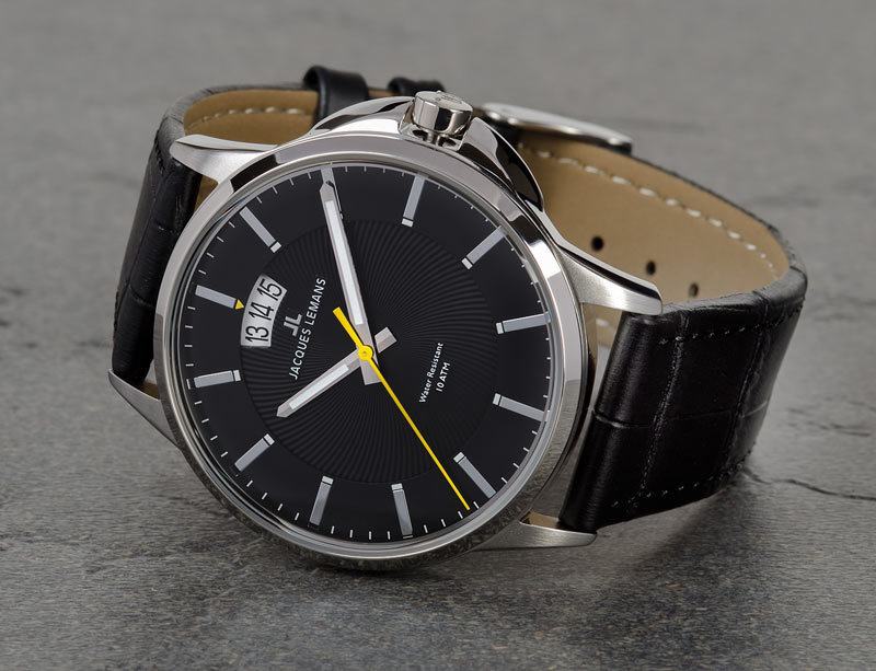 Мужские часы Jacques Lemans Classic 1-1540A, механизм кварцевый, циферблат черный, браслет кожа — Изображение 3