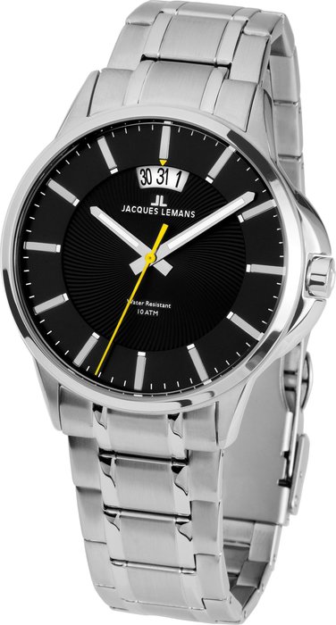 Мужские часы Jacques Lemans Classic 1-1540D, механизм кварцевый, циферблат черный, браслет нержавеющая сталь — Изображение 1