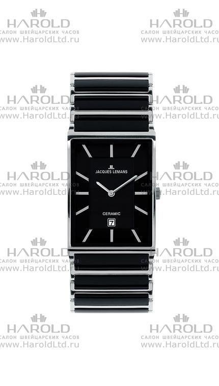 Мужские часы Jacques Lemans Classic 1-1593A, механизм кварцевый, циферблат черный, браслет нержавеющая сталь + керамика — Изображение 1