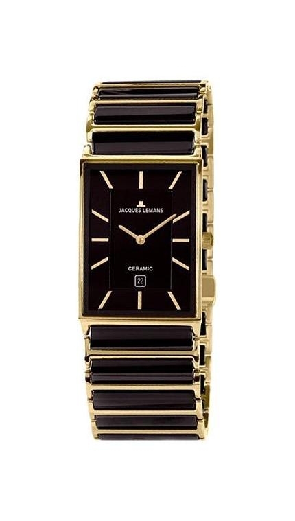 Мужские часы Jacques Lemans Classic 1-1593G, механизм кварцевый, циферблат черный, браслет сталь+керамика — Изображение 1