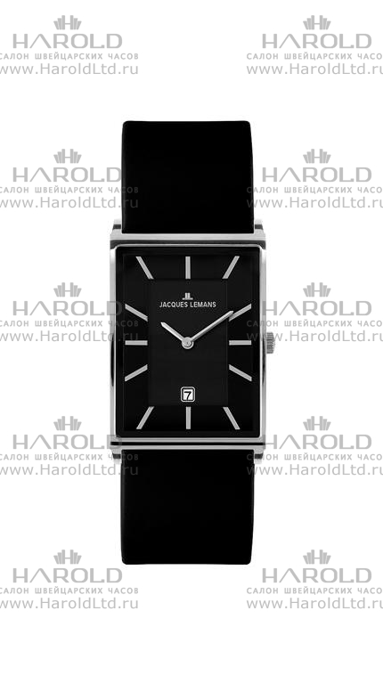 Мужские часы Jacques Lemans Classic 1-1602A, механизм кварцевый, циферблат черный, браслет кожа — Изображение 1