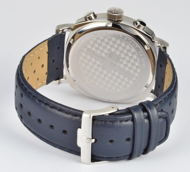 Мужские часы Jacques Lemans Sport 1-1645I, механизм кварцевый хронограф, циферблат синий, браслет кожа — Изображение 7