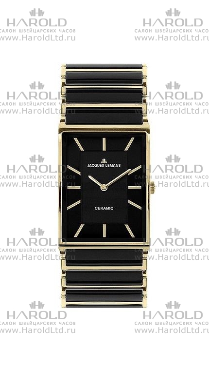 Женские часы Jacques Lemans Classic 1-1651D, механизм кварцевый, циферблат черный, браслет нержавеющая сталь + керамика — Изображение 1