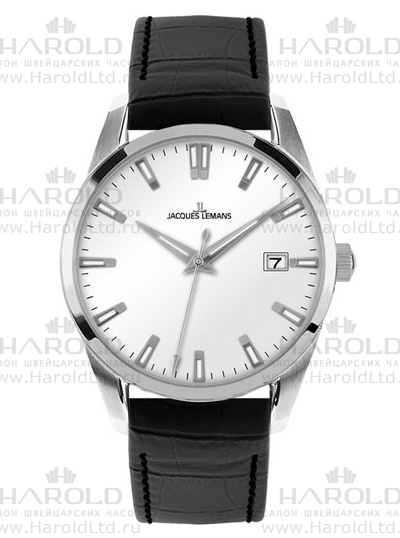 Мужские часы Jacques Lemans Sport 1-1769D, механизм кварцевый, циферблат серебристый, браслет кожа — Изображение 1