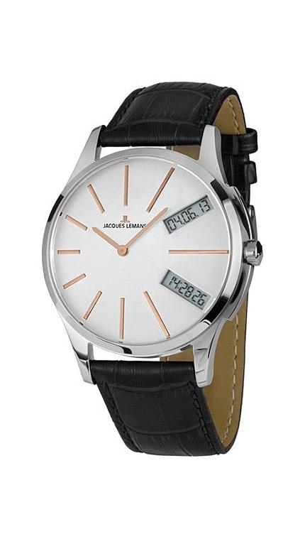 Мужские часы Jacques Lemans Classic 1-1813I, механизм кварцевый, циферблат белый, браслет кожа — Изображение 1