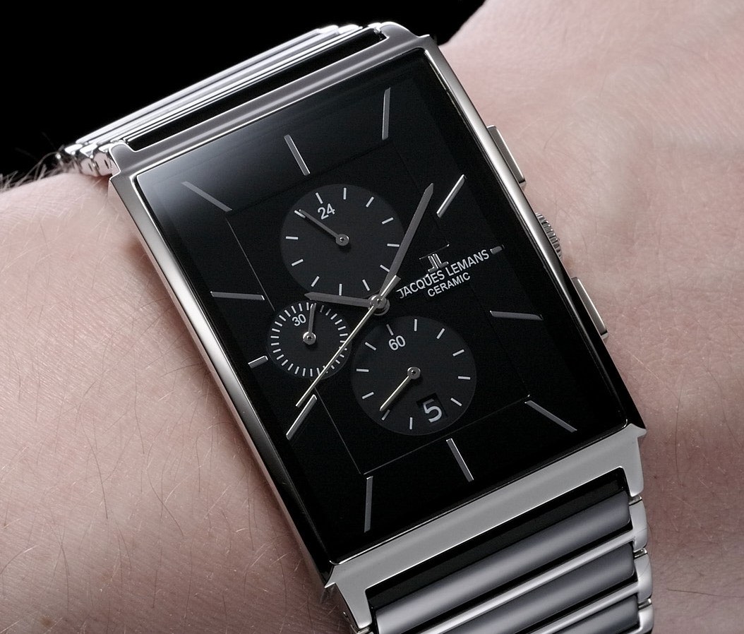 Мужские часы Jacques Lemans Classic 1-1817A, механизм кварцевый хронограф, циферблат черный, браслет нержавеющая сталь + керамика — Изображение 5
