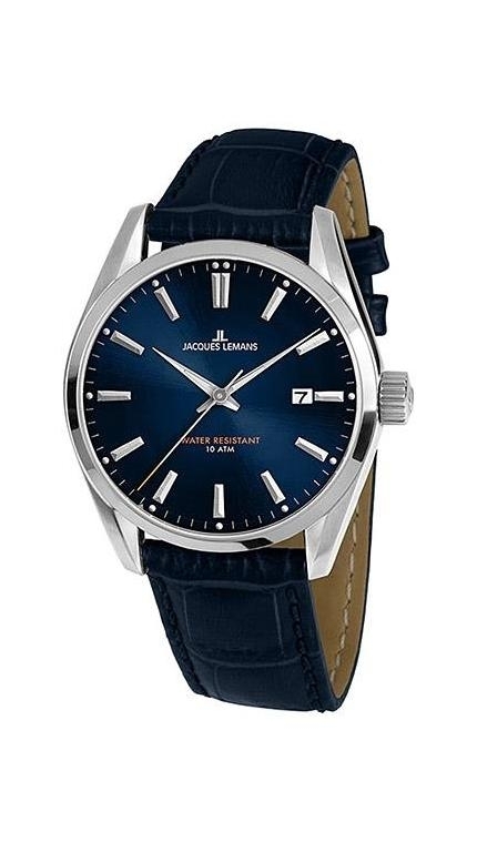Мужские часы Jacques Lemans Classic 1-1859C, механизм кварцевый, циферблат синий, браслет кожа — Изображение 1