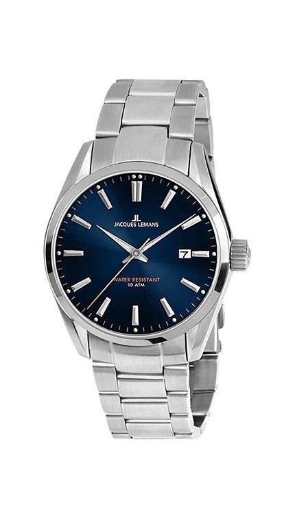 Мужские часы Jacques Lemans Classic 1-1859G, механизм кварцевый, циферблат синий, браслет сталь — Изображение 1
