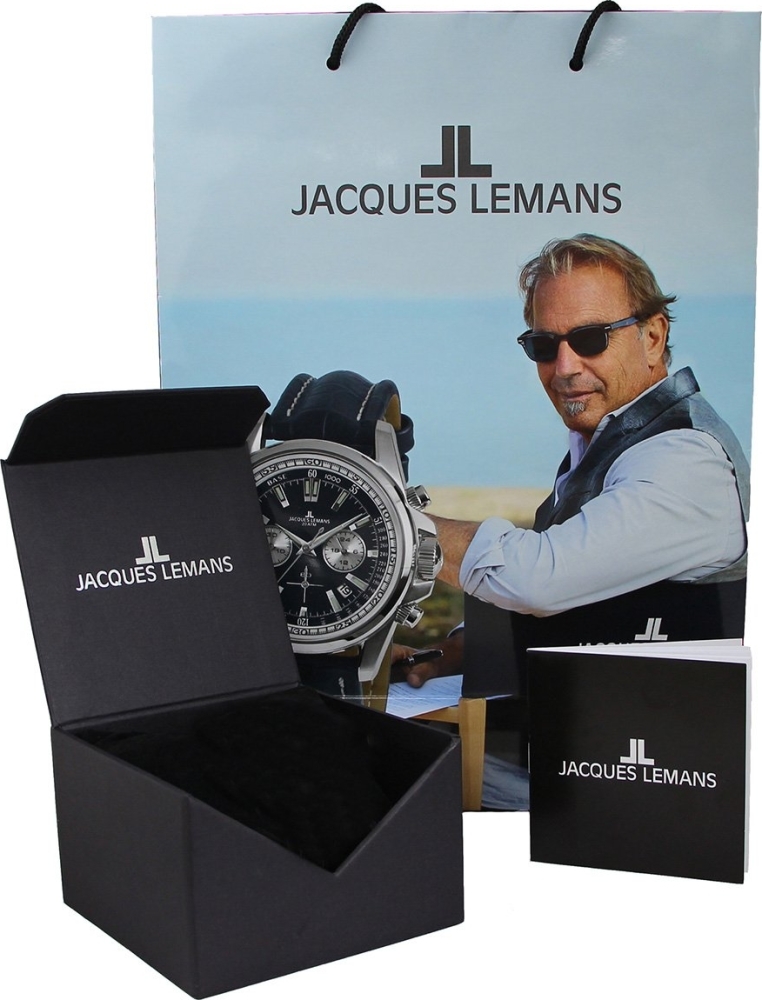 Мужские часы Jacques Lemans Classic 1-1862N, механизм кварцевый, циферблат белый, браслет нержавеющая сталь — Изображение 5