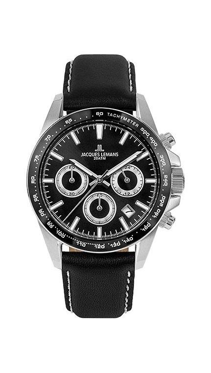 Мужские часы Jacques Lemans Liverpool 1-1877A, механизм кварцевый хронограф, циферблат , браслет кожа — Изображение 1