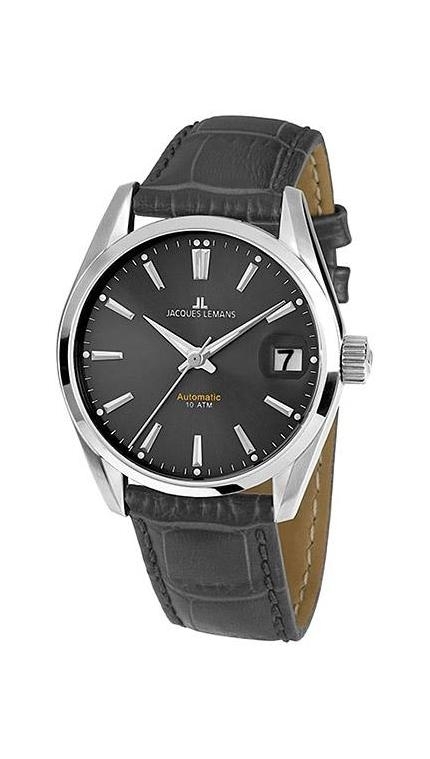 Женские часы Jacques Lemans Classic 1-1912A, механизм механический с автоподзаводом, циферблат черный, браслет кожа — Изображение 1