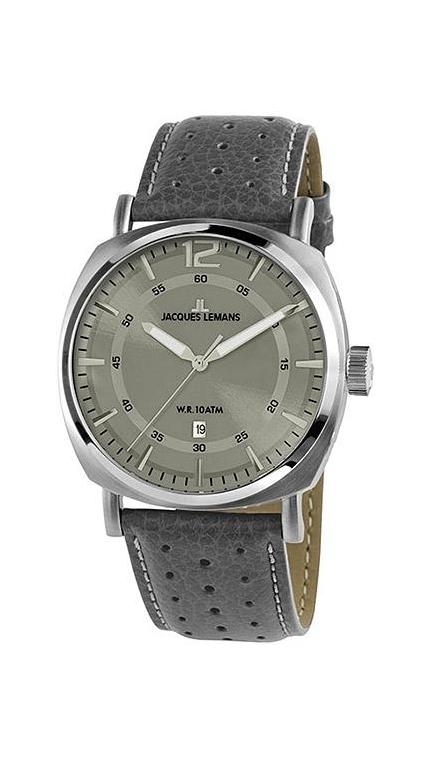 Мужские часы Jacques Lemans Classic 1-1943F, механизм кварцевый, циферблат зеленый, браслет кожа — Изображение 1