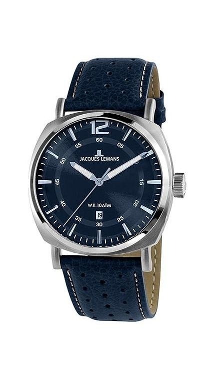 Мужские часы Jacques Lemans Classic 1-1943H, механизм кварцевый, циферблат синий, браслет кожа — Изображение 1