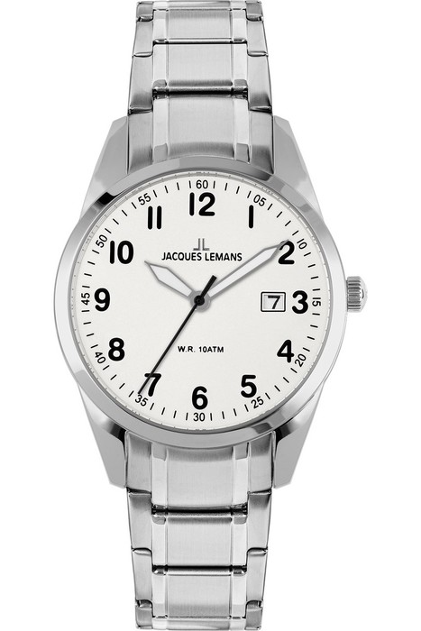 Женские часы Jacques Lemans Classic 1-2005D, механизм кварцевый, циферблат белый, браслет нержавеющая сталь — Изображение 1