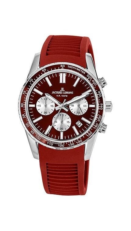 Мужские часы Jacques Lemans Liverpool 1-2059E, механизм кварцевый хронограф, циферблат , браслет силикон — Изображение 1