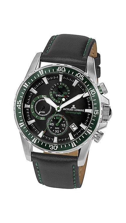 Мужские часы Jacques Lemans Classic 1-2088C, механизм кварцевый хронограф, циферблат , браслет кожа — Изображение 1