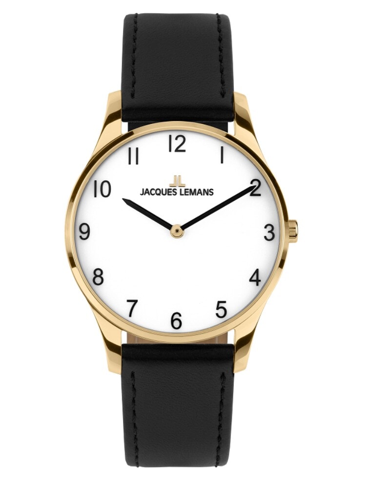 Женские часы Jacques Lemans Classic 1-2123H, механизм кварцевый, циферблат белый, браслет кожа — Изображение 1