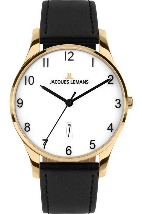 Унисекс часы Jacques Lemans Classic 1-2124H, механизм кварцевый, циферблат белый, браслет кожа — Изображение 1