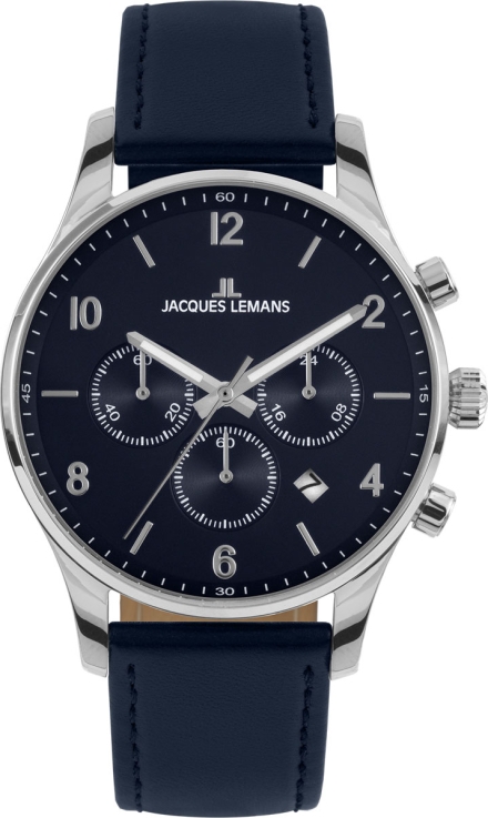 Мужские часы Jacques Lemans Classic 1-2126C, механизм кварцевый, циферблат синий, браслет кожа — Изображение 1