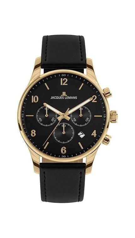 Мужские часы Jacques Lemans Classic 1-2126D, механизм кварцевый хронограф, циферблат , браслет кожа — Изображение 1