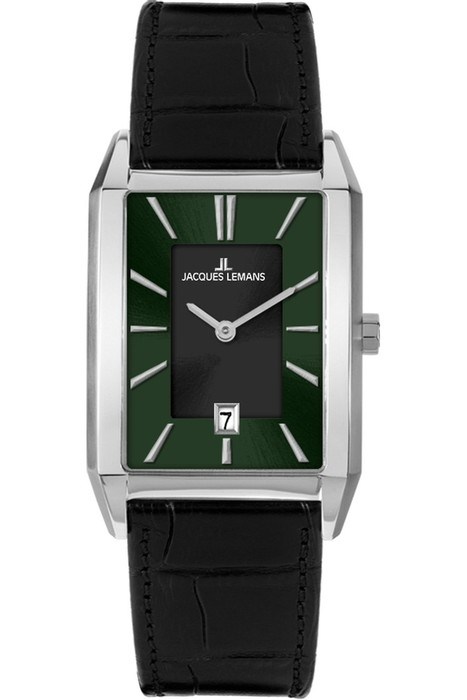 Женские часы Jacques Lemans Classic 1-2159D, механизм кварцевый, циферблат зеленый, браслет кожа — Изображение 1