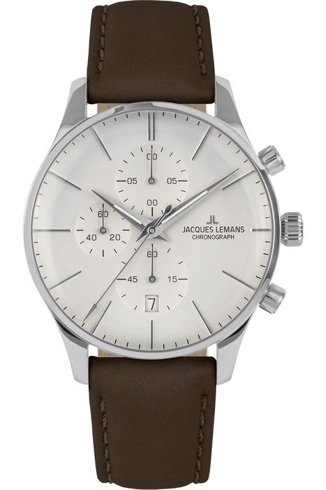 Мужские часы Jacques Lemans Classic 1-2163B, механизм кварцевый, циферблат белый, браслет кожа — Изображение 1