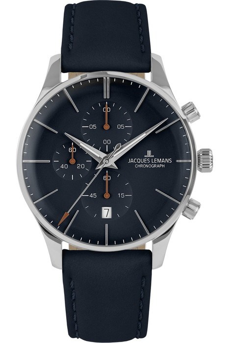 Мужские часы Jacques Lemans Classic 1-2163C, механизм кварцевый, циферблат синий, браслет кожа — Изображение 1