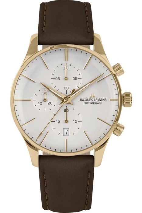 Мужские часы Jacques Lemans Classic 1-2163G, механизм кварцевый, циферблат белый, браслет кожа — Изображение 1